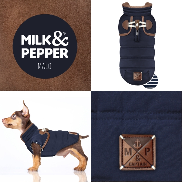 MILK &amp; PEPPER MP1495 Hundemantel mit Kapuze MALO Dunkelblau für kleine